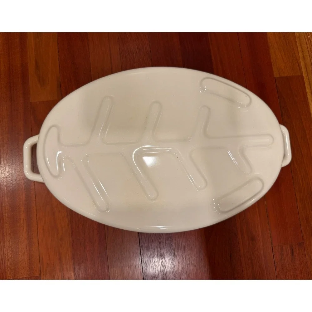 Vntg Watercolor Hearthside Blush‎ Enamelware Oval Roasting Pan with Lid Floral